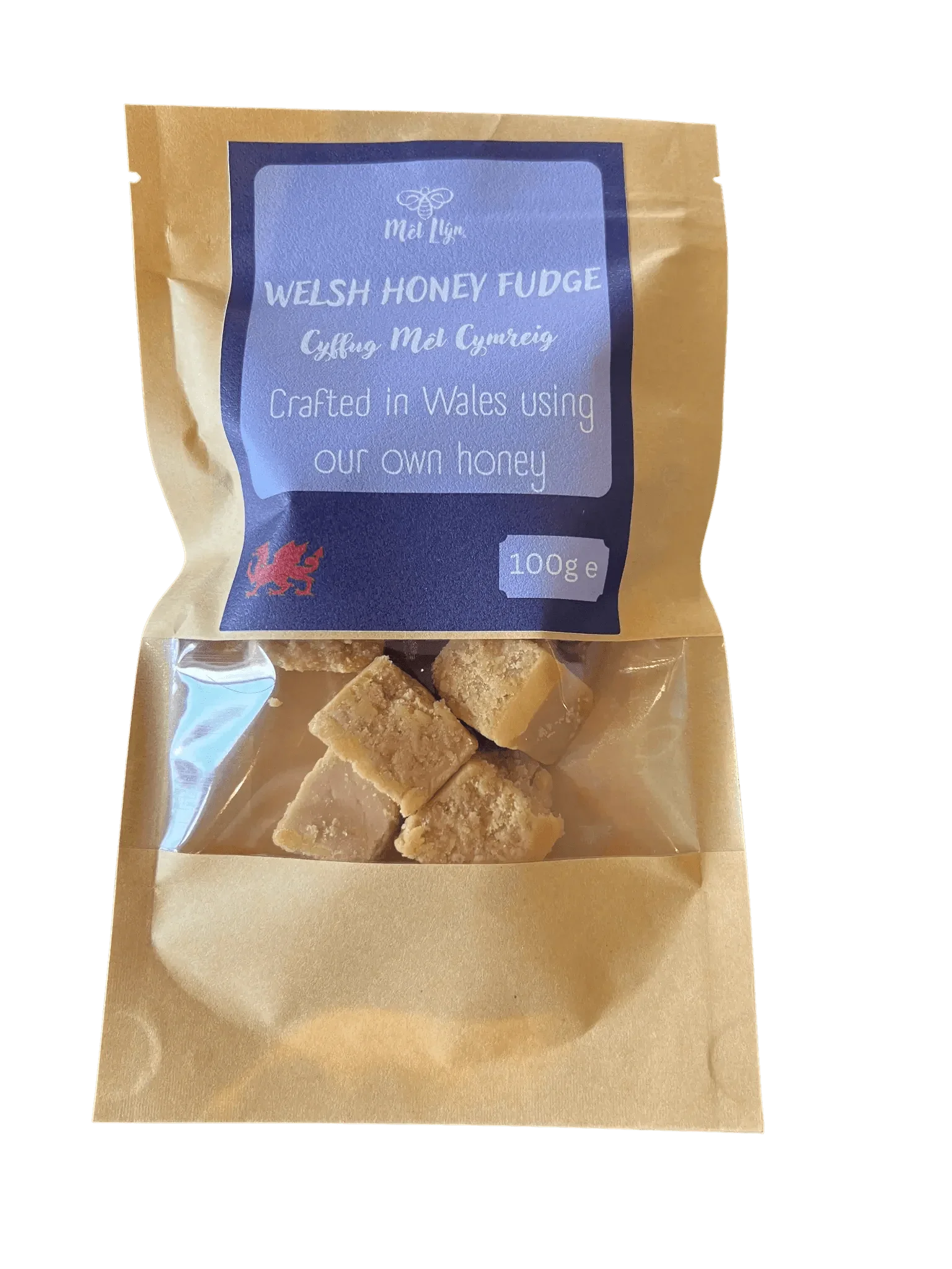100g Welsh Honey Fudge - Sweet Treat from Wales - Mêl Llŷn