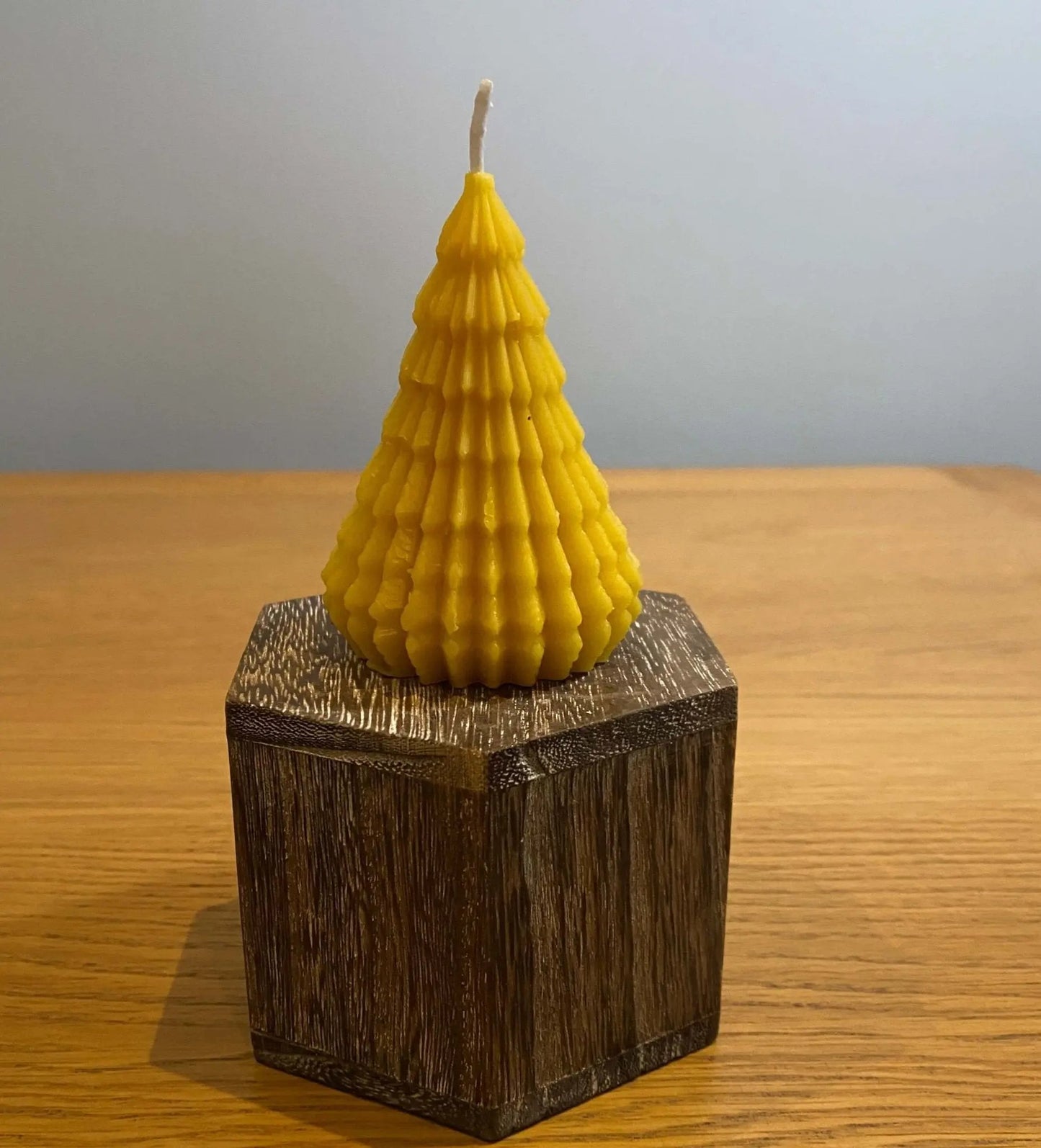 Beeswax Tree Candle – Pure Welsh Beeswax, Handmade, Clean Burning, Non - Toxic, Contemporary Christmas decoration