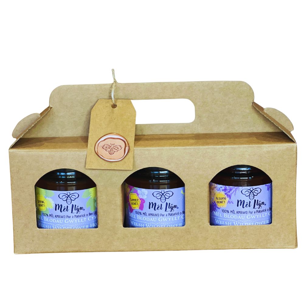 Set of 3 Raw Welsh Seasonal Honey Gift Box