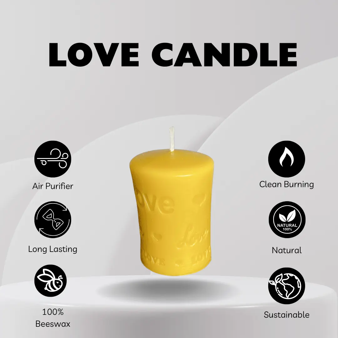 Bring Warmth & Romance to Your Home with Our Handcrafted ‘Love’ Beeswax Candle - Mêl Llŷn