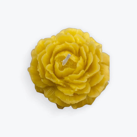 Natural 100% British Beeswax Rose Handmade Candle - Mêl Llŷn