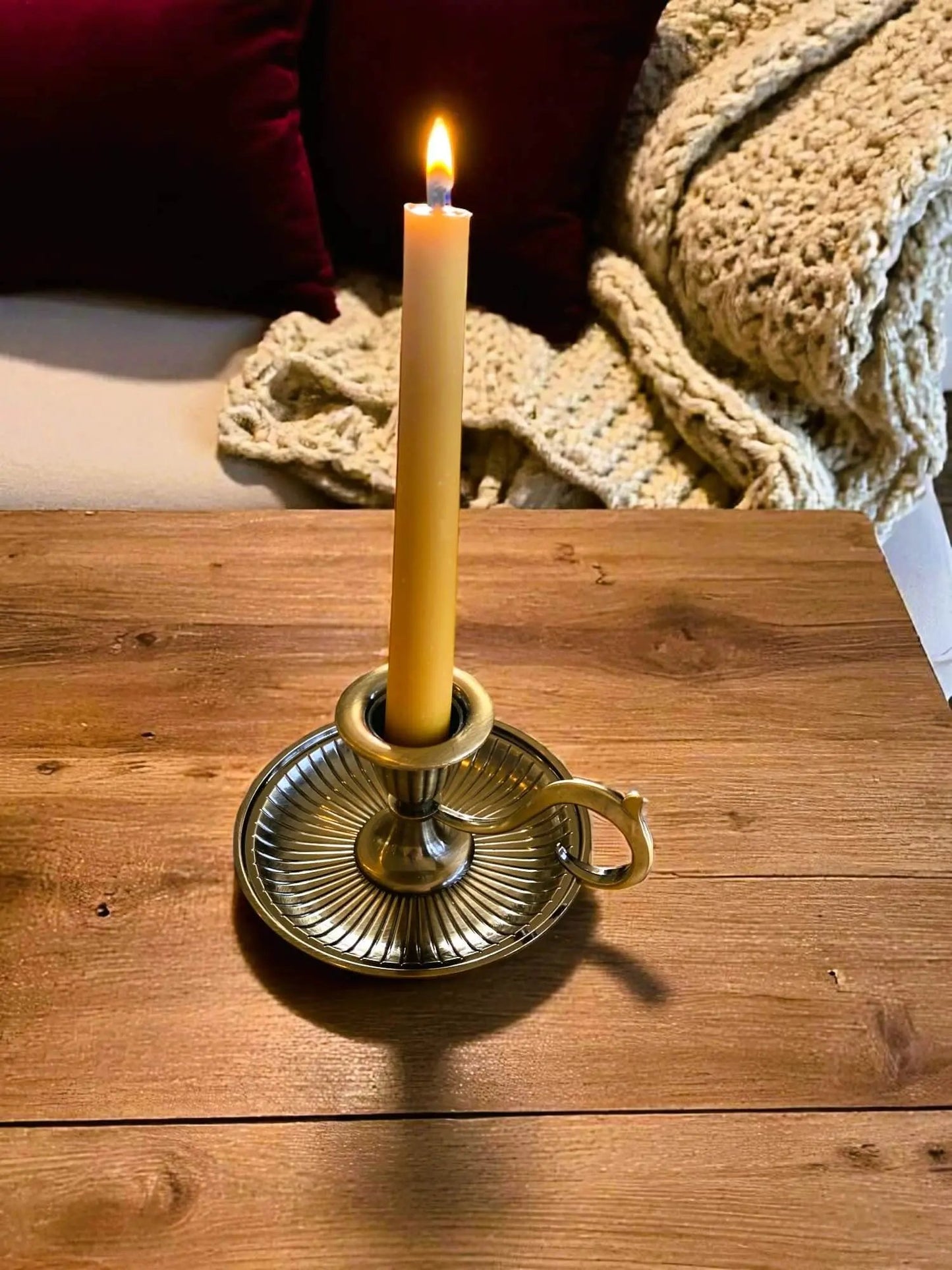 Pair of Handmade Taper Beeswax Dinner Candles - Mêl Llŷn
