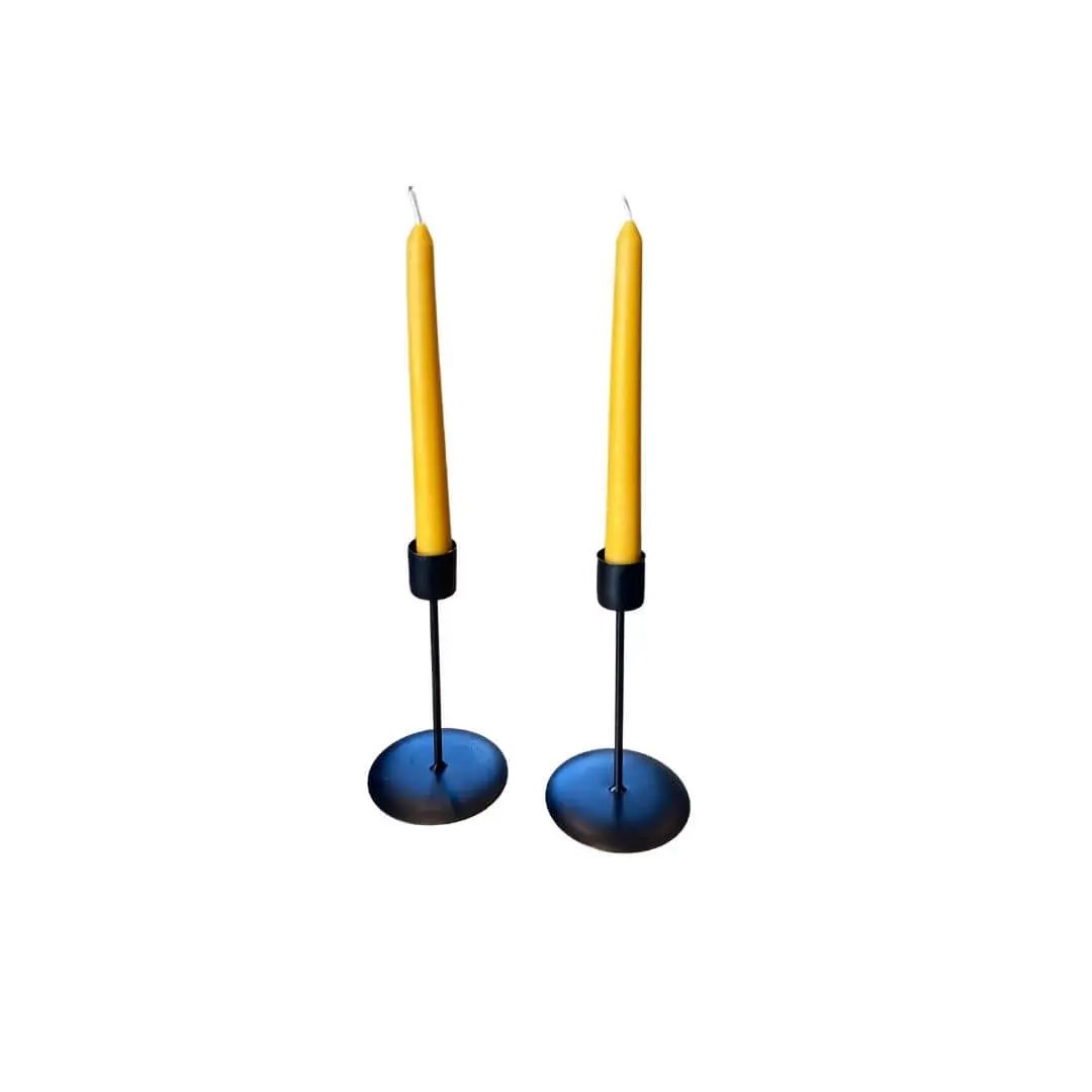 Pair of Handmade Taper Beeswax Dinner Candles - Mêl Llŷn