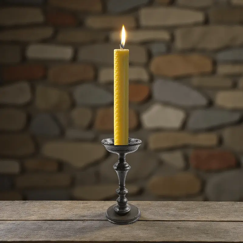 Pair of Yellow Rolled Beeswax Candle — 20cm tall x 3cm - Mêl Llŷn